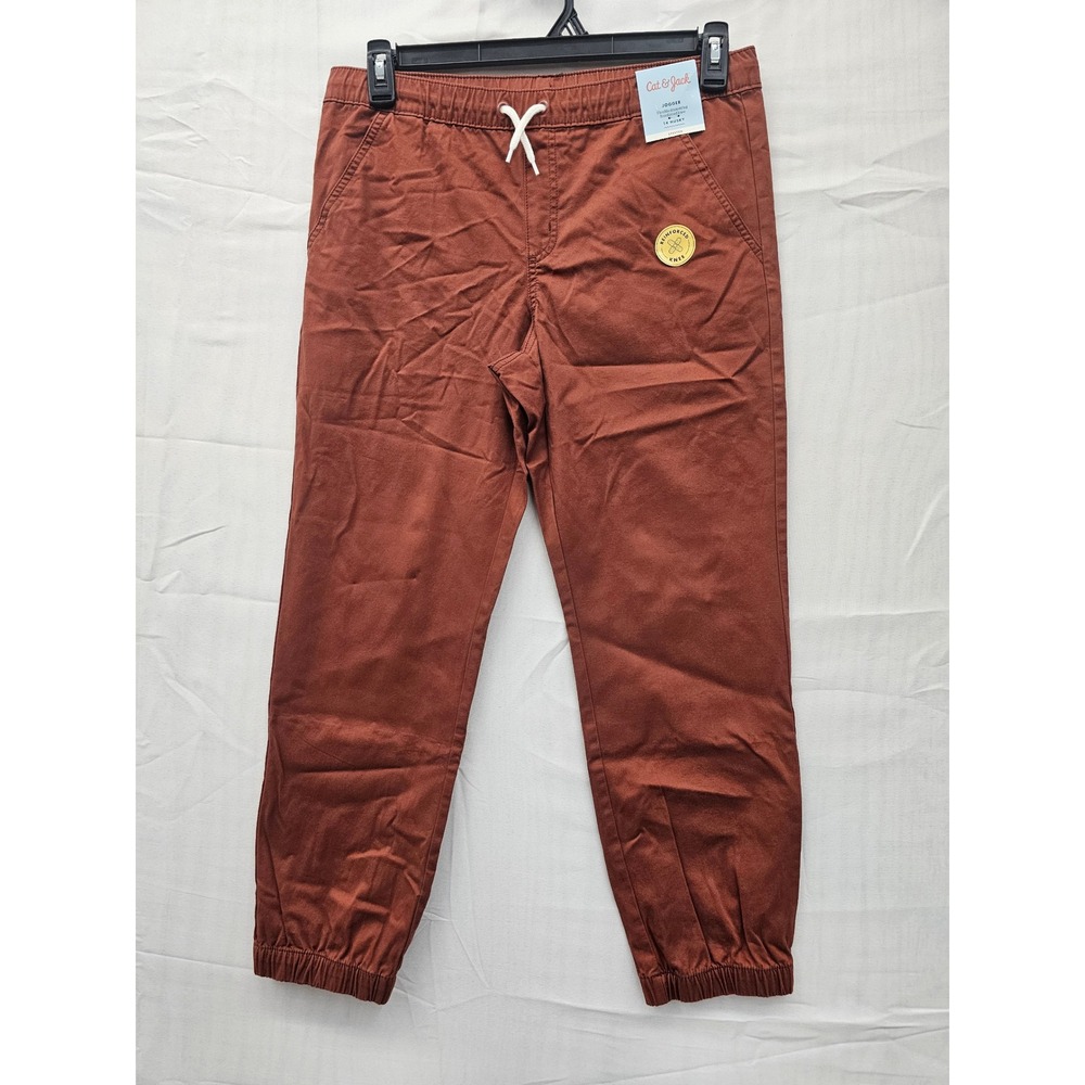 Cat & Jack Boys Jogger Pants Copper Brown Reinforced Knee 14 Husky 046131744